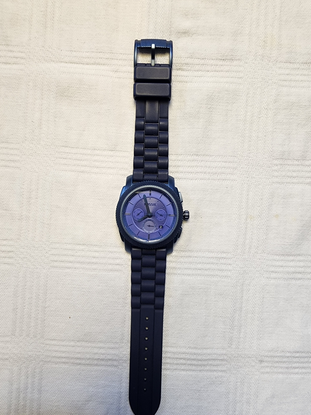 Fossil Men's Dark Blue Silicone Chronograph Watch